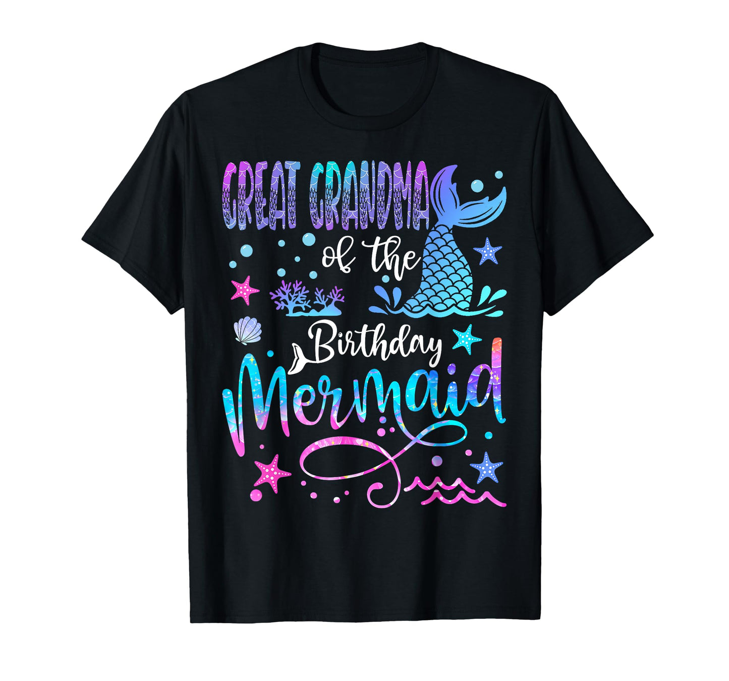 Great Grandma of The Birthday Mermaid Matching Birthday Girl T-Shirt