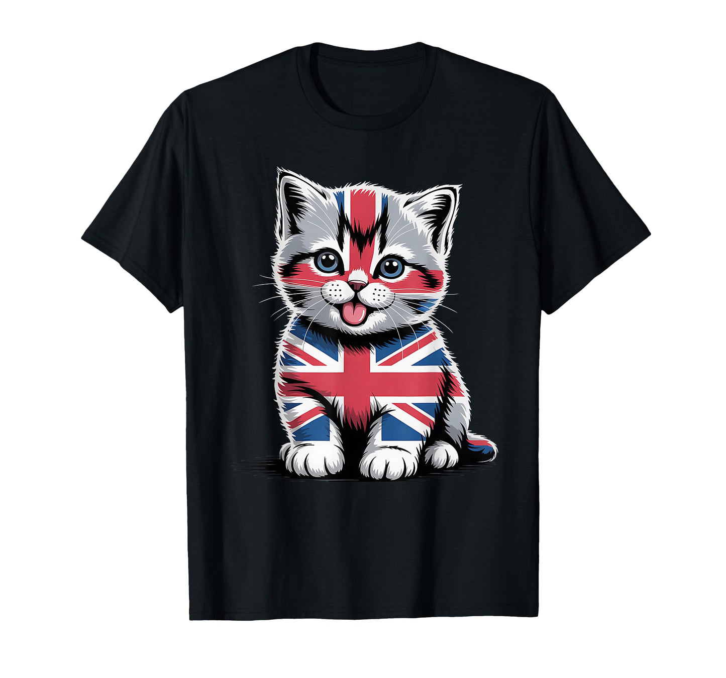 Funny Cat Tee Women Union Jack British Cat Lover Gifts T-Shirt