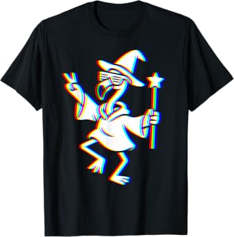 Trippy Vaporwave flamingo rave wizard Techno Rave EDM Music T-Shirt