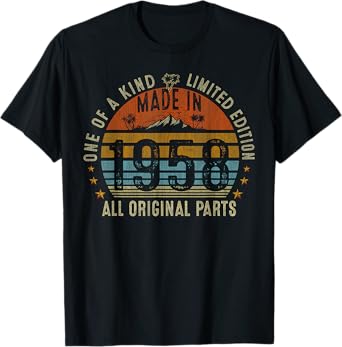 67th Birthday Gifts Men Women Vintage 1958 Original Parts T-Shirt