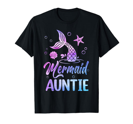 Mermaid Auntie Tail Matching Mermaid Squad Birthday Party T-Shirt