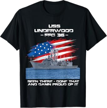 USS Underwood FFG-36 Class Frigate American Flag Veteran T-Shirt