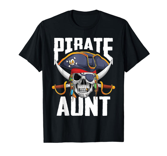 Family Skull Pirate Aunt Jolly Roger Crossbones Flag T-Shirt