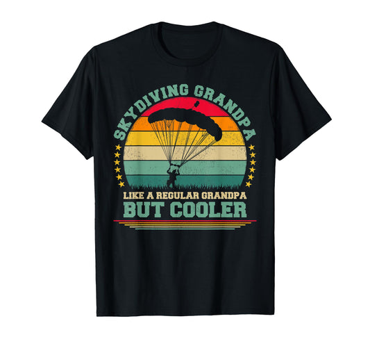 Mens Skydiving Lover Funny Vintage Skydiving Grandpa Father's Day T-Shirt