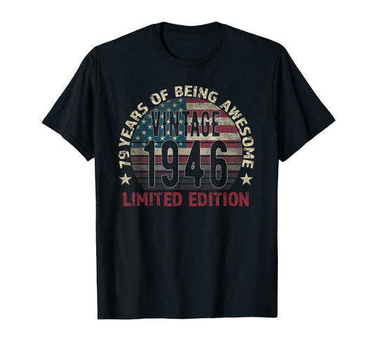 79th Birthday Gift men Vintage born 1946 turning 79 Year Old T-Shirt