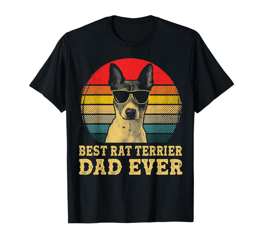 Best Rat Terrier Dad Ever Dog Lovers Retro Vintage T-Shirt