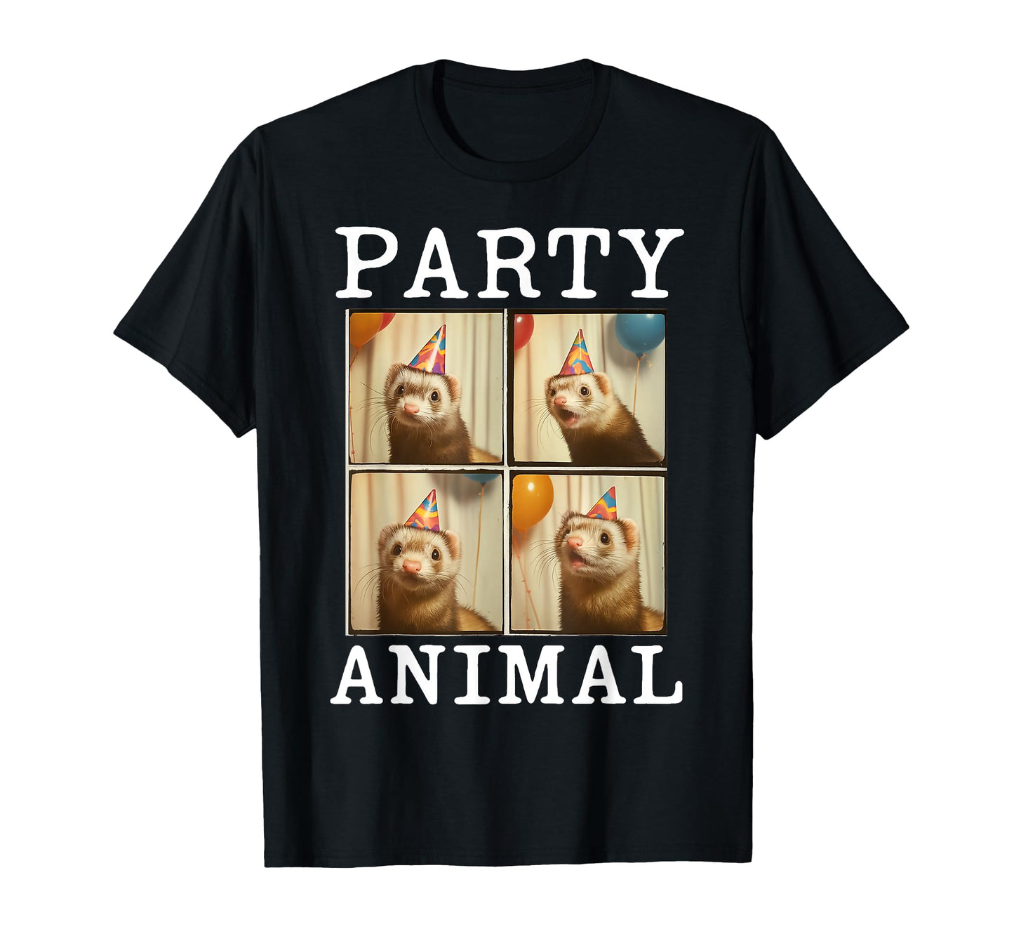 Funny Party Animal Hat Ferret Face Birthday Photobooth Gift T-Shirt