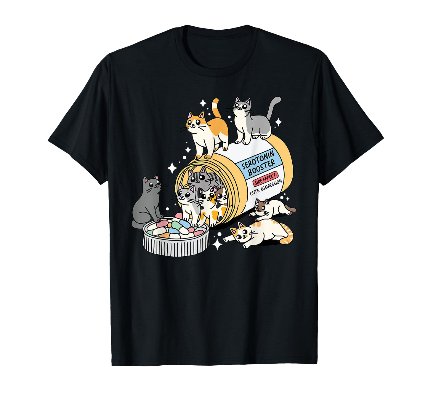 Serotonin Booster Funny Cats Mental Health Awareness Support T-Shirt