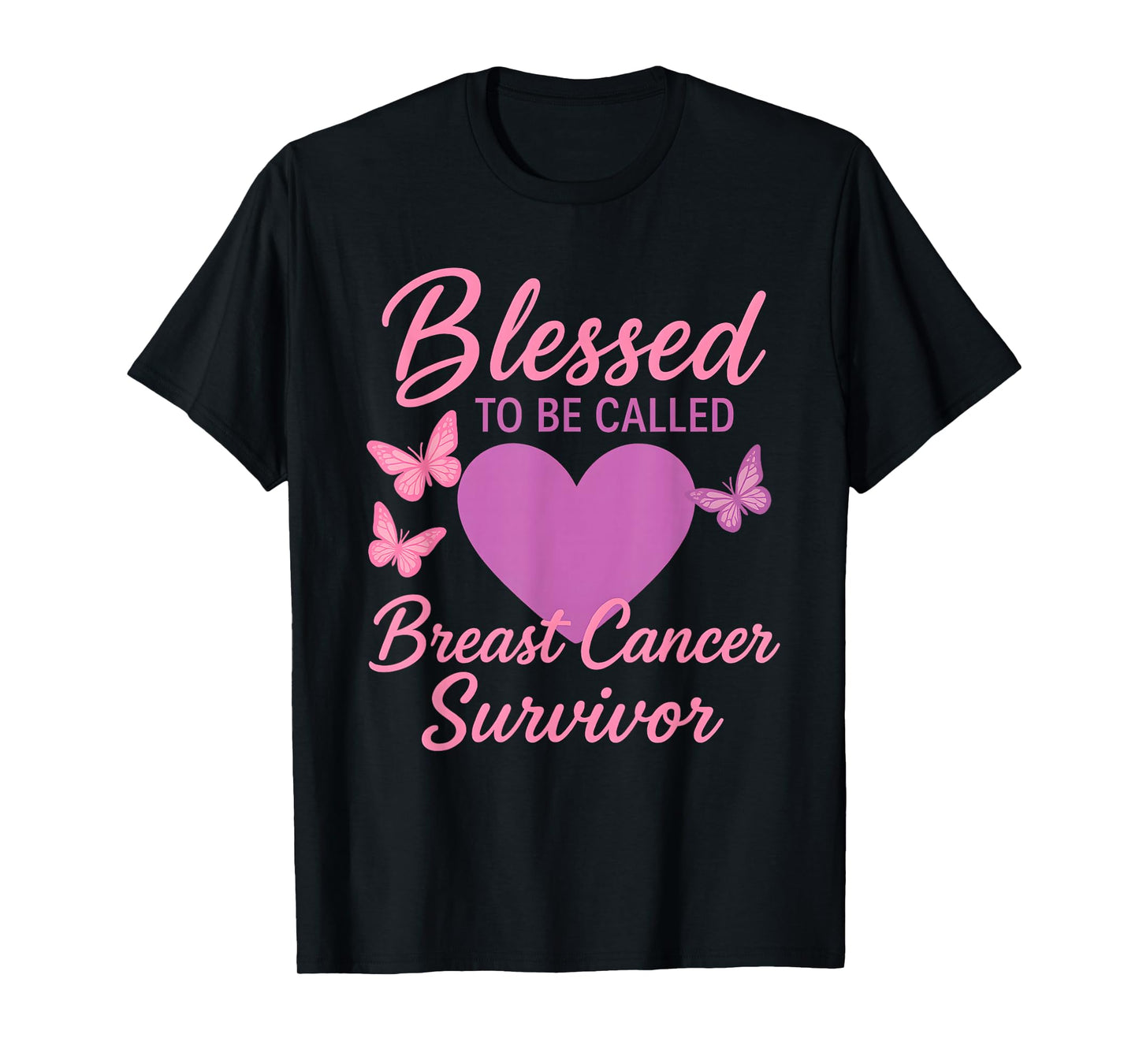 Blessed to Be Called Breast Cancer Survivor Pink Butterfly T-Shirt