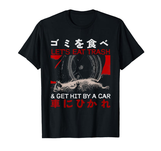 Let's Eat Trash and Get Hit by Car Vintage Opossum Japanese T-Shirt