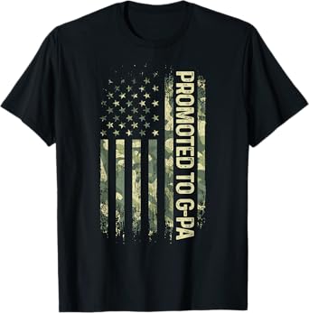 Mens Promoted To G-Pa Camo American Flag Father's Day T-Shirt