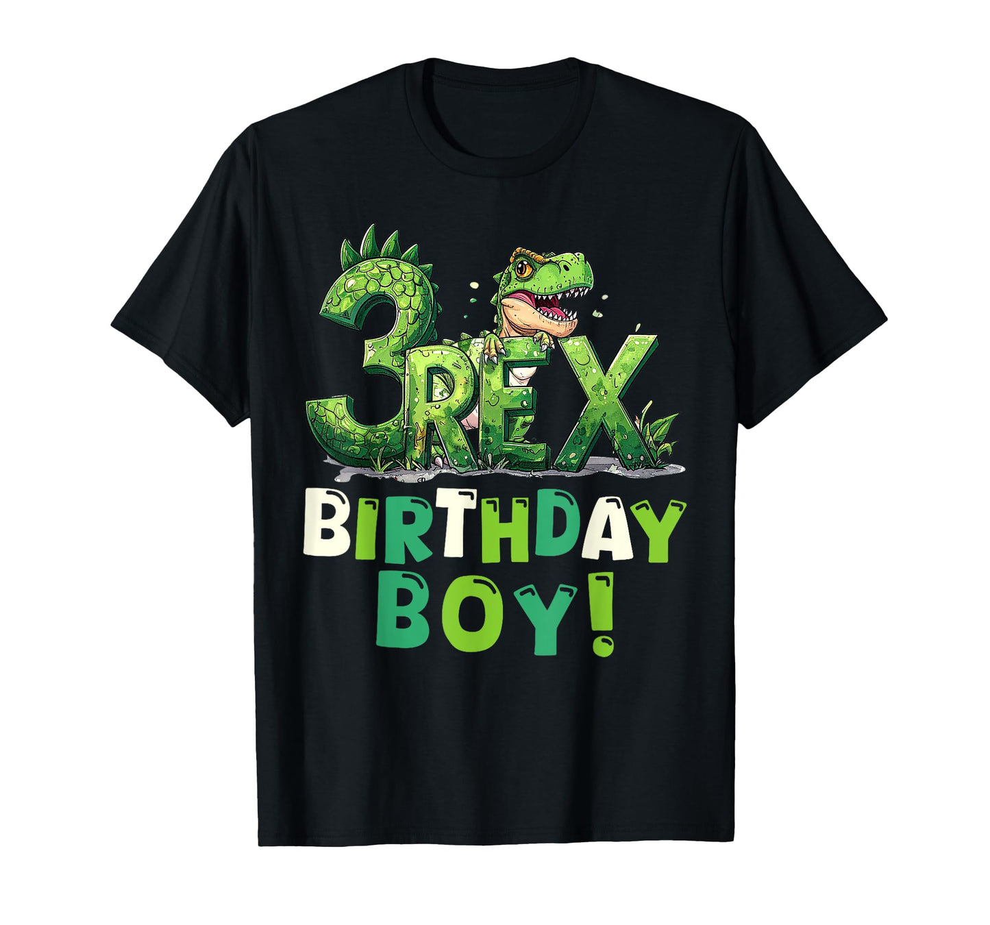 Three Rex 3rd Birthday Third Dinosaur 3 Year Old Party T-Shirt