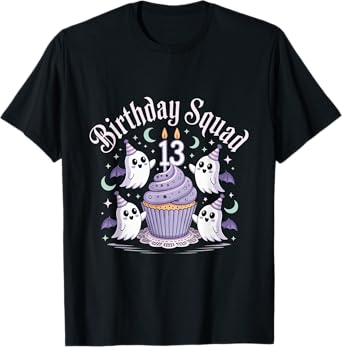 Birthday Squad 13th Pastel Ghost Cupcake Cute Halloween T-Shirt