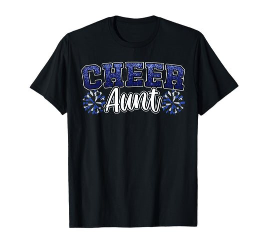 Loud Proud Cheer Aunt Blue Pom Poms Cheerleader Niece Women T-Shirt