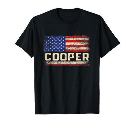 Cooper Last Name Shirt Cooper Name American Flag T-Shirt