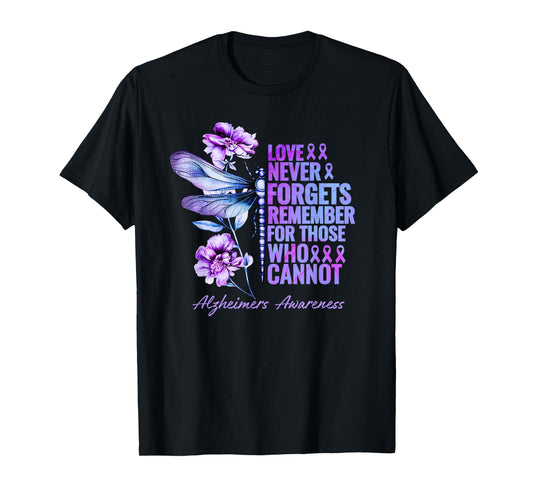 Alzheimer Awareness Support for Men Women Purple Butterfly T-Shirt