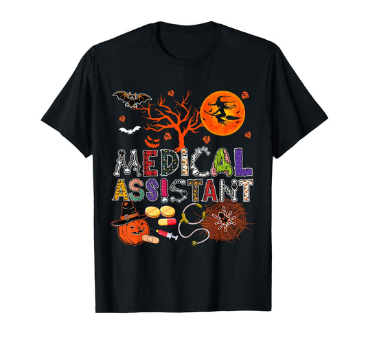 Medical Assistant Halloween Zombie Costume Scary Pumpkin T-Shirt