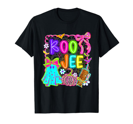 Coquette Boo JEE Ghost Halloween Lace Ghost Leopard Pumpkin T-Shirt