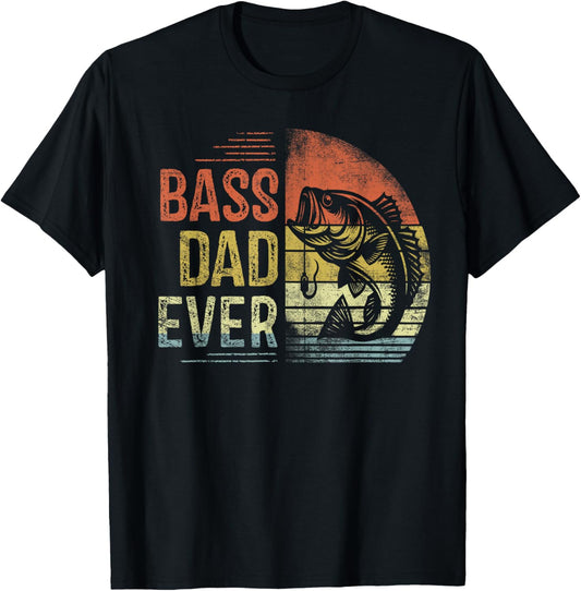 Bass Dad Ever Fishing Gifts Dad Birthday Vintage T-Shirt