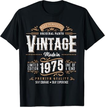 Vintage 1975 50th Birthday Gifts Women Men 50 Year Old T-Shirt