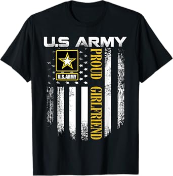 Vintage U.S. Army Proud Girlfriend With American Flag Gift T-Shirt