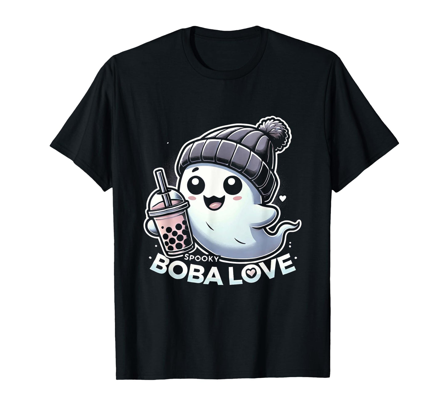 Spooky Cute Ghost and Boba Tea Love Halloween Kids T-Shirt