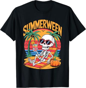 Cute Summerween Ghost Funny Beach Halloween T-Shirt