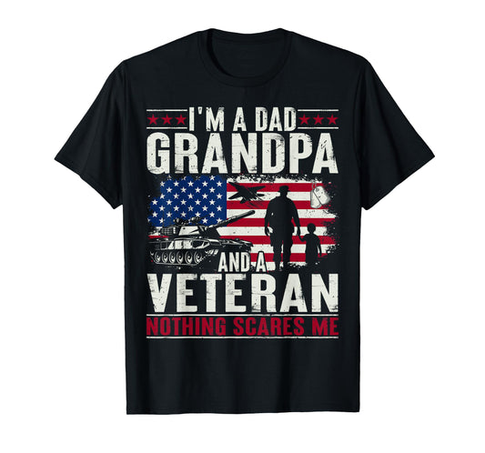 I'm A Dad Grandpa And Veteran Funny Retro Papa Grandpa Gifts T-Shirt