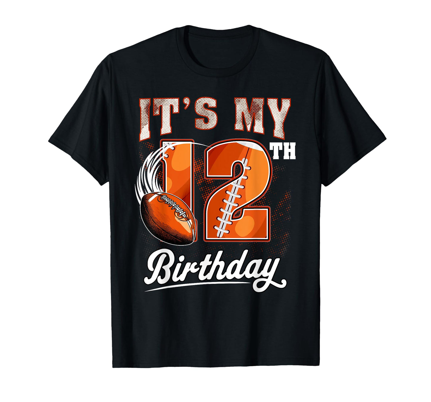 Kids 12 Year Old It's My 12th Birthday Football Themed Party T-Shirt