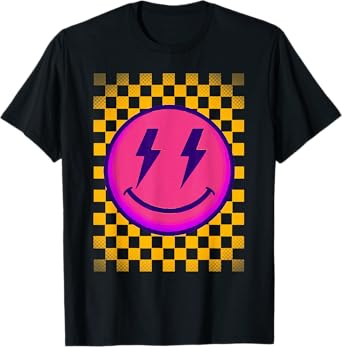 Cute Smile Face Checker Board Happy Vibe T-Shirt
