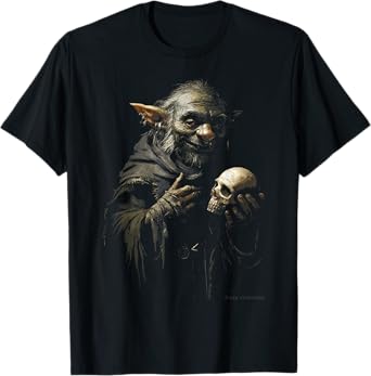 Goblin with Skull Goblincore Gothic Dark Aesthetic T-Shirt