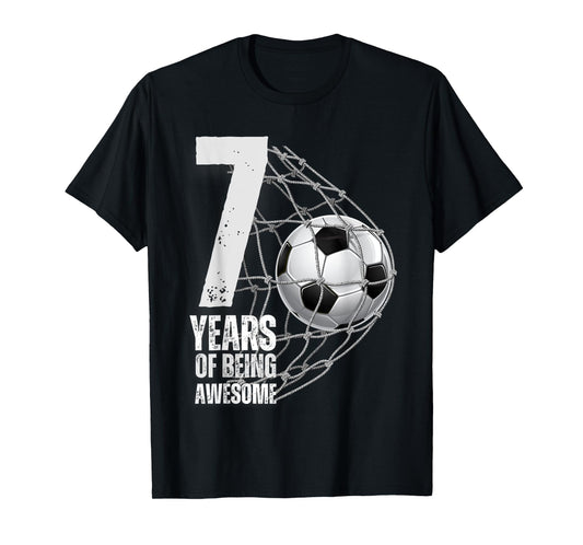 7 Years Of Being Awesome Soccer 7th Birthday Boys Girls T-Shirt