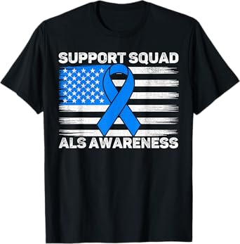 Support Squad ALS Awareness Month USA American Flag Men Dad T-Shirt