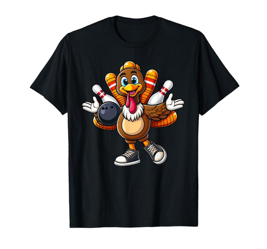Cool Thanksgiving Bowling Gobble Player Turkey Bowling Funny T-Shirt