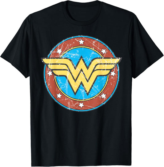 DC Wonder Woman Logo Circle Distressed T-Shirt