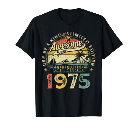 Retro 50 Years Old Vintage September 1975 50th Birthday Men T-Shirt
