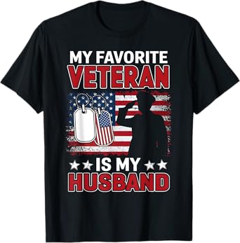 My Favorite Veteran Is My Husband Usa Flag Veterans Day T-Shirt