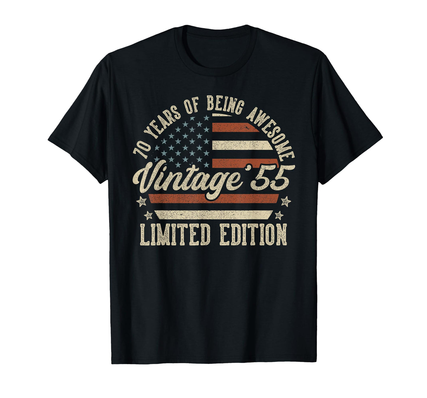 Vintage 1955 70th Birthday Gift 70 Years Old American Flag T-Shirt