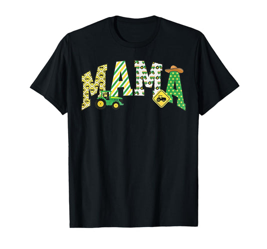 Mama of The Birthday Boy Tractors Farm Trucks Family Party T-Shirt