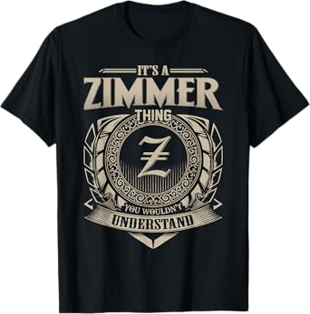 Vintage Classic ZIMMER Family Tee Apparels Unisex-Adults & Kids Black Small Crew Neck T-Shirt
