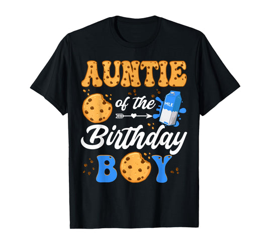 Auntie Of The Birthday Boy Milk And Cookies 1St Birthday T-Shirt