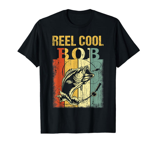 Mens Reel Cool BOB T-Shirt Vintage Fishing Fathers Day T-Shirt