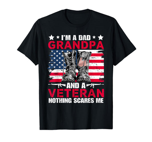 I'm A Dad Grandpa And Veteran Papa Grandpa Fathers Day Men T-Shirt