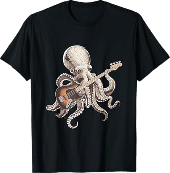 Bassist Octopus, Funny Octopus Playing Guitar Rock Music T-Shirt