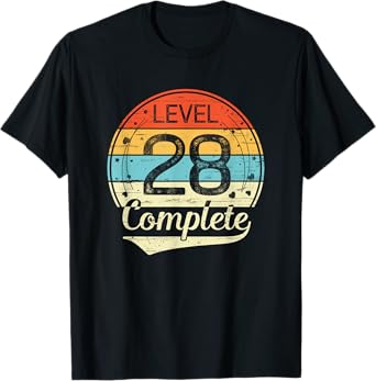 Level 28 Complete Retro 28th Wedding Anniversary T-Shirt