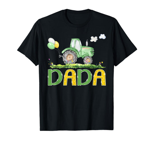 Funny Dada Birthday Boy Tractor Farm Truck Matching T-Shirt