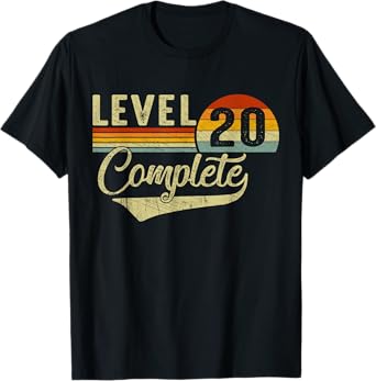 Level 20 Complete Retro Video Gamers Couple 20th Anniversary T-Shirt