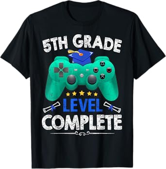 5th Grade Level Complete Tee Gamer Class Of 2025 Graduation T-Shirt