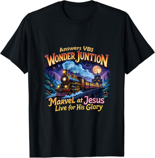 Christian Camp VBS 2025 Wonder His Glory Junction Train T-Shirt