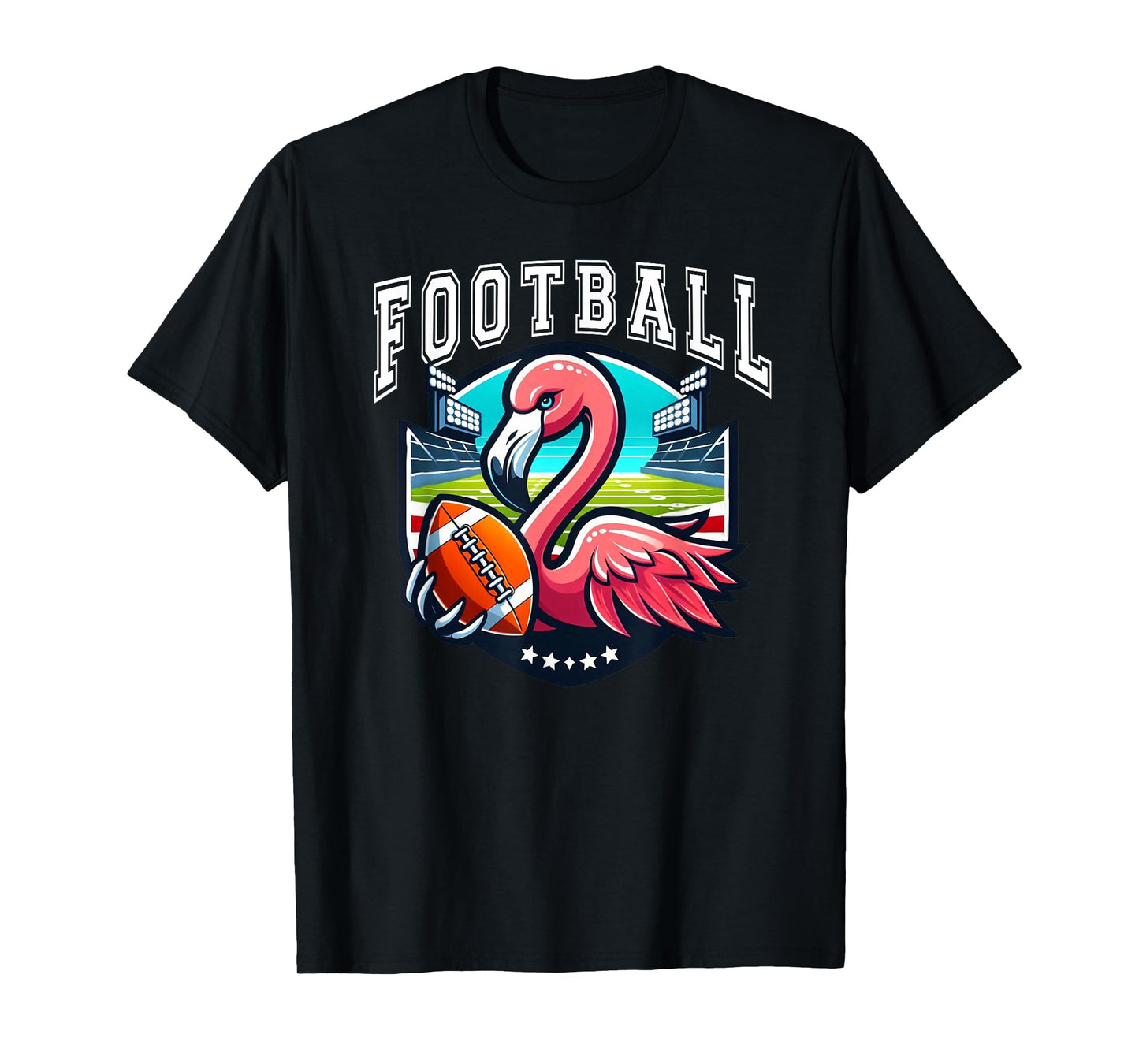 Football Pink Flamingo Playing Football T-Shirt